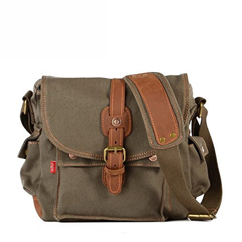 AUGUR Vintage Messenger Bag Ipad Bag Retro Small Canvas Messenger Bags Shoulder Bag (Army green)