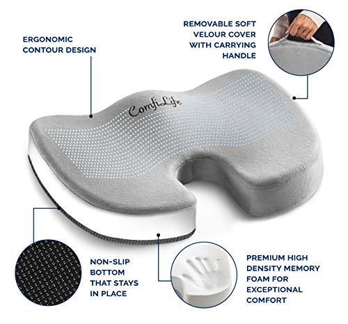 Car Seat Cushion Non-Slip Orthopedic Memory Foam Coccyx Cushion for  Tailbone Sciatica back Pain relief