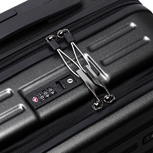 TydeCkare 20 Inch Carry On Luggage with Front Zipper Pocket, 45L,  Lightweight ABS+PC Hardshell Suitcase with TSA Lock & Spinner Silent  Wheels, Black