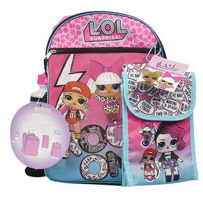 LOL Suprise backpack Girls' LOL Surprise 5 in 1 Backpack Set Children's, Pink/Aqua One Size