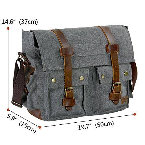 TWENTY FOUR Checkered Mens Travel Shoulder bag Messenger Bag Crossbody  Handbag Small Bag Classic Style -Black
