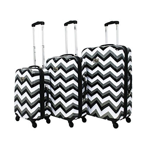 Black and white striped 2025 suitcase