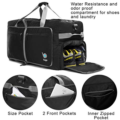 Large Travel Duffle Bag for Women/Men, VS VOGSHOW 100L Foldable Duffel Bag  for Travel, Camping, Water Resistant Overnight Weekender Bag with Shoe