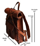 23" Large Genuine Leather Backpack for Laptop Travel roll top Rucksack for Men Women