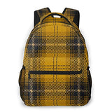 Multifunctional Casual Backpack,Yellow Scottish Tartan Plaid Pattern,Adult Teens College Double Shoulder Pack Travel Sports Bag Computer Notebooks