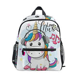 Cute Kid's Toddler Backpack Unicorn Schoolbag for Boys Girls,Kindergarten Children Bag Preschool Nursery Travel Bag with Chest Clip(Music Floral Unicorn)