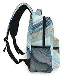 Multi leisure backpack,Stone Agate With Blue And Gold Veins, travel sports School bag for adult youth College Students