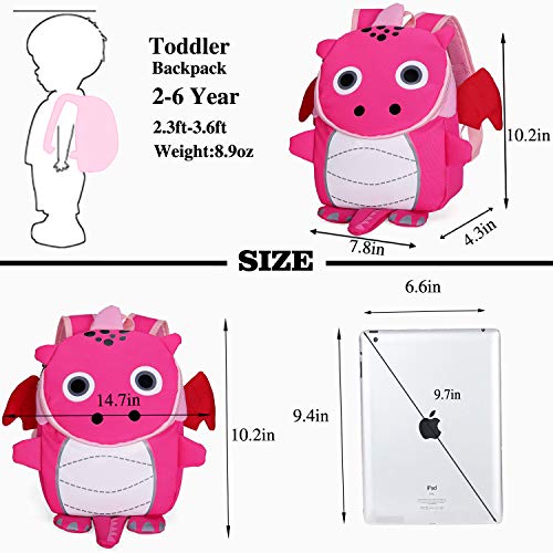 Toddler Backpack, Kiddopark Kids Travel Backpack, Waterproof Cute Dinosaur  Small Preschool Backpack Cartoon Daycare Bag