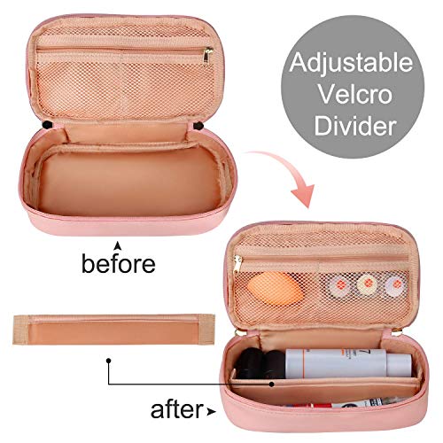 MONSTINA Makeup Bag for Purse,Rose Gold Cosmetic Bag for Women,Small  Cosmetic travel bag, Waterproof Makeup Brush Bag Organizer with Compartment