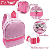 Seersucker Backpack Toddler with Pockets,Mini backpack for Preschool Kids,Kindergarten Kids Backpack(Pink)