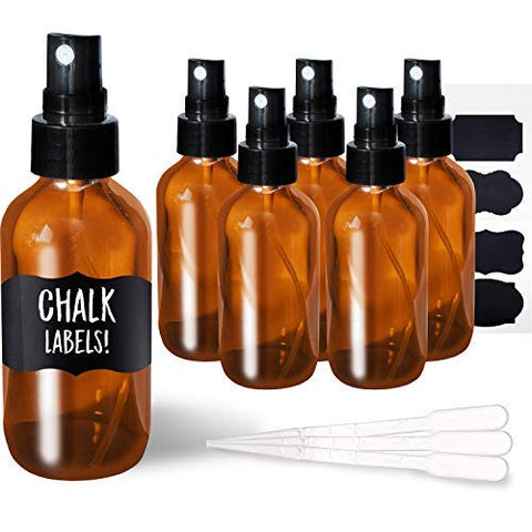 2oz Amber Glass Spray Bottles (6 Pack, Amber)