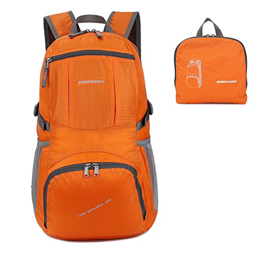 Afoxsos 90L Orange Nylon Camping Backpack Waterproof Travel Bag