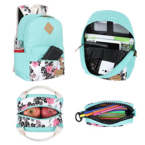 BLUBOON Teens Backpack Set Canvas Girls School Bags, Bookbags 3 in 1 ...