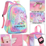 School Backpacks Girls Elementary Bookbag Cute Lightweight Backpack Set Kids Lunch box and Pencil case (Rainbow 2 - Fayry Unicorn T0032)