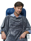 Travelrest Travel Blanket 4-in-1 with Poncho, Zippered Pocket & Stuff Sack