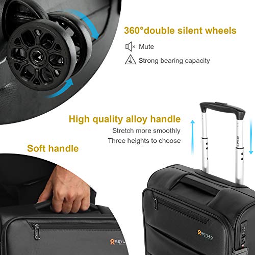 Reyleo Softside Spinner Luggage 20 Inch Carry On Luggage 8-Wheel Travel ...