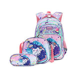 Unicorn Backpack for Girls, Kids School Backpack with Insulated Lunch Box, 16 Inch Preschool Backpack Matching Lunch Box Pencile Case, Primary Elementary Kindergarten BookBag Set - Purple