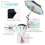 ZOMAKE Double Layer Inverted Umbrella Cars Reverse Umbrella, UV Protection Windproof Large Straight