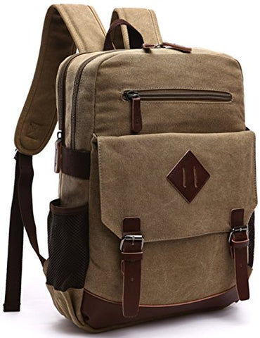 Aidonger Vintage Canvas Laptop Backpack School Backpack (Khaki)