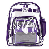 Heavy Duty Clear Backpack Quality See Through Student Bookbag Durable PVC Travel Transparent Workbag Stadium Security Bag | Purple