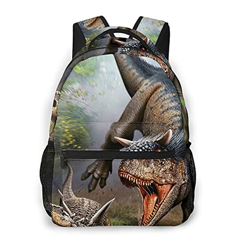 Multi leisure backpack,Carnotaurus Attacking An Antarctopelta Armore, travel sports School bag for adult youth College Students