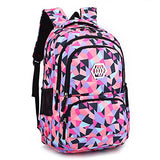 Kanodan Girls Primary School Backpack Geometric Print Book Bag (Black)