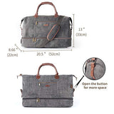 Canvas Travel Tote Luggage Men's Weekender Duffle Bag with Shoe compartment (Dark Grey)