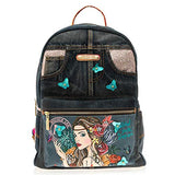 Denim Back Pack For Women With Multiple Compartments And Adjustable Shoulder Straps