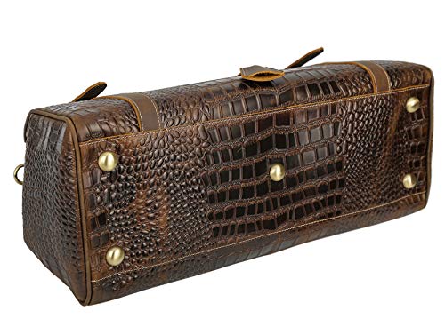 Crocodile Leather Travel Weekender Overnight Duffel Bag