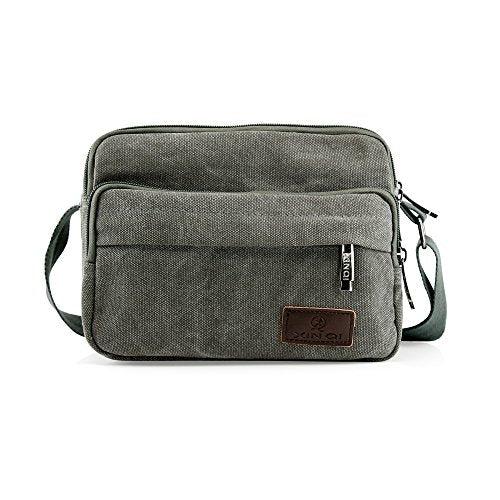 Gearonic Men Vintage Crossbody Canvas Messenger Shoulder Bag School Hiking Military Travel Satchel - Gray