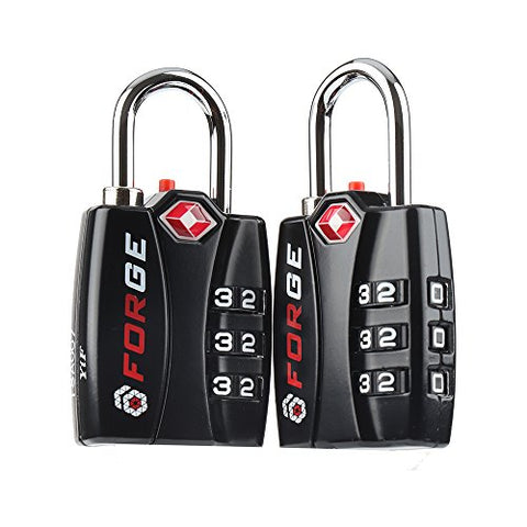 Forge TSA Locks 2 Pack - Open Alert Indicator, Alloy Body