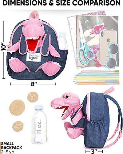 Naturally KIDS Small Dinosaur Backpack - Dinosaur Toys for Kids 3-5 - Toddler  Backpack for Boy Girl w Stuffed Animal - Gifts for 3 Year Old Boy - w  Pockets & Reflective