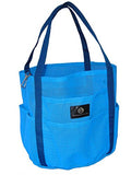 Saltwater Canvas Mesh Dolphin Bag, 7 Pockets, Medium Beach Tote, Gym, Sky Blue