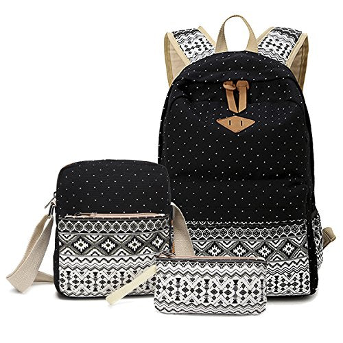 Buy Canvas Dot Backpack Cute Teen Girls Backpacks Set 3 Pcs School