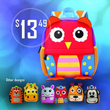 ABkids Toddler Backpack. Supercute Kids Backpack for Boys and Girls - Red Owl