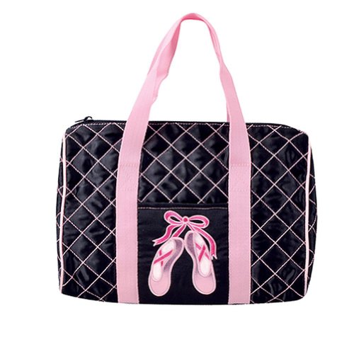 Dansbagz By Danshuz Quilted On Pointe Satin Duffel Bag, Black, Os