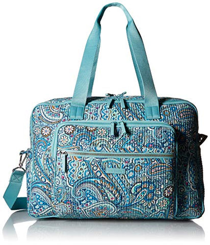 Vera Bradley womens Iconic Deluxe Weekender Travel Bag, Signature Cotton, Daisy Dot Paisley, One Size