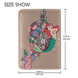 Mermaid Flower Genuine Leather UAS Passport Holder Travel Wallet Cover Case