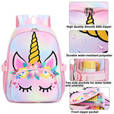 Kids Backpack Girls School Backpack Unicorn Preschool Kindergarten BookBag with Chest clip (Tie Dye headband unicorn)