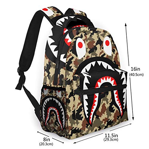  AIRPO Funny Camo Shark Backpacks Bright Pink Camouflage Large  Capacity Laptop Daypack Lightweight Backpack Travel Hiking Bag For Women  Men : Electronics