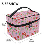 Makeup Bag Pink Cartoon Mermaid Travel Cosmetic Bags Organizer Train Case Toiletry Make Up Pouch