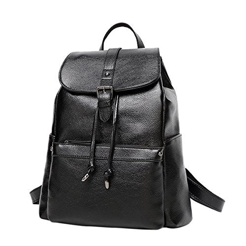 Black Buckles Retro School Backpack Handbags