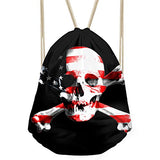 Bigcardesigns Drawstring Backpack Fashion Skull Print Fabrics Gymsack