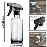 Glass Spray Bottles with Labels, AQwzh Clear Empty Refillable Container with Durable Black Trigger Sprayer w/Mist and Stream Settings for Mixing Essential Oils, Homemade Cleaning Products ect. (clear)