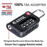 TSA Approved Luggage Lock - 4 Digit Combination padlocks with a Hardened Steel Shackle - Travel Locks for Suitcases & Baggage (BLACK 6 PACK)