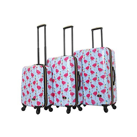 HALINA Bouffants & Broken Hearts Party Flamingos 3 Piece Set Luggage, Multicolor