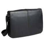 Boconi Tyler Tumbled Slim Mailbag Messenger in Black w/Khaki