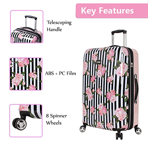 Betsey Johnson Designer Luggage Collection - Expandable 3 Piece Hardside  Lightweight Spinner Suitcase Set - Travel Set includes 20-Inch Carry On, 26  inch and 30-Inch Checked Suitcase