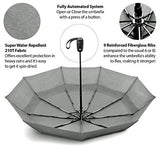 EEZ-Y Compact Travel Umbrella w/Windproof Double Canopy Construction - Auto Open/Close Button