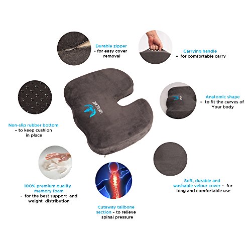 Memory Foam Seat Cushion For Back Comfortable And Supportive Chair